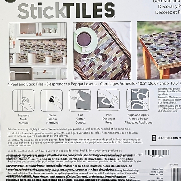 NEW & Wrapped RoomMates StickTiles pack of Four 10.5 x 10.5 BUNDLE OF 2 - Picture 9 of 9